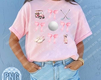 Preppy Coquette Golf PNG: Pink Bow, Golf Cart (Digital Download)