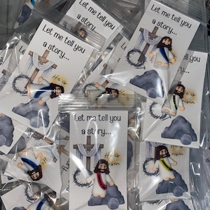 Recuerdos cristianos para fiesta de Pascua, minitarjetas de bolsillo de Jesús, rellenos para bolsas de regalo religiosas, material para la escuela dominical, recuerdo de "Él ha resucitado".