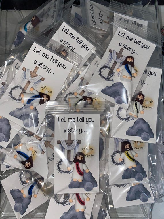 Christian Easter Party Favors, Mini Jesus Pocket Cards, Religious Gift Bag Fillers, Sunday School Classroom Handouts, He Is Risen Keepsake