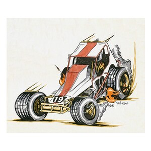 19 Kenny Brightbill pen and ink drawing - cartoon version - Reading Fairgrounds 1976 - RSCA
