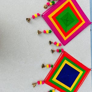 Cometa tradicional india hecha a mano para colgar en la puerta, de algodón, para decoración del hogar, colorida y multicolor