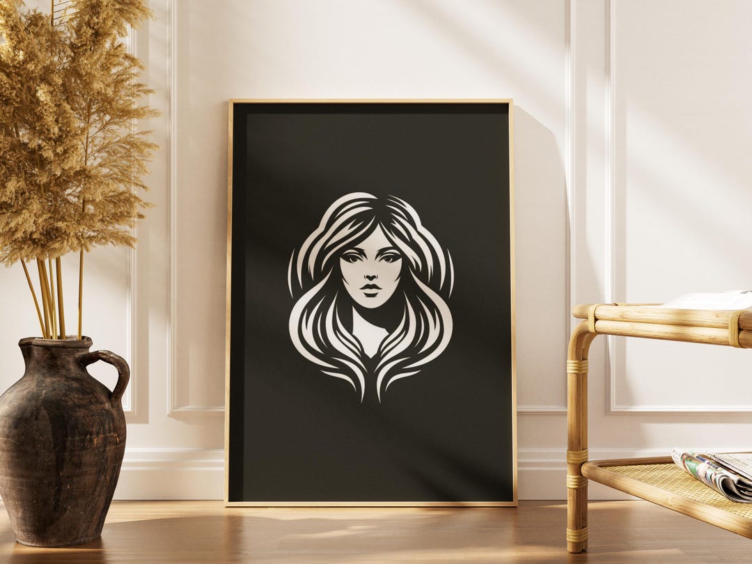 Abstract Woman Face Wall Art Print | Minimalist Black White Poster ...