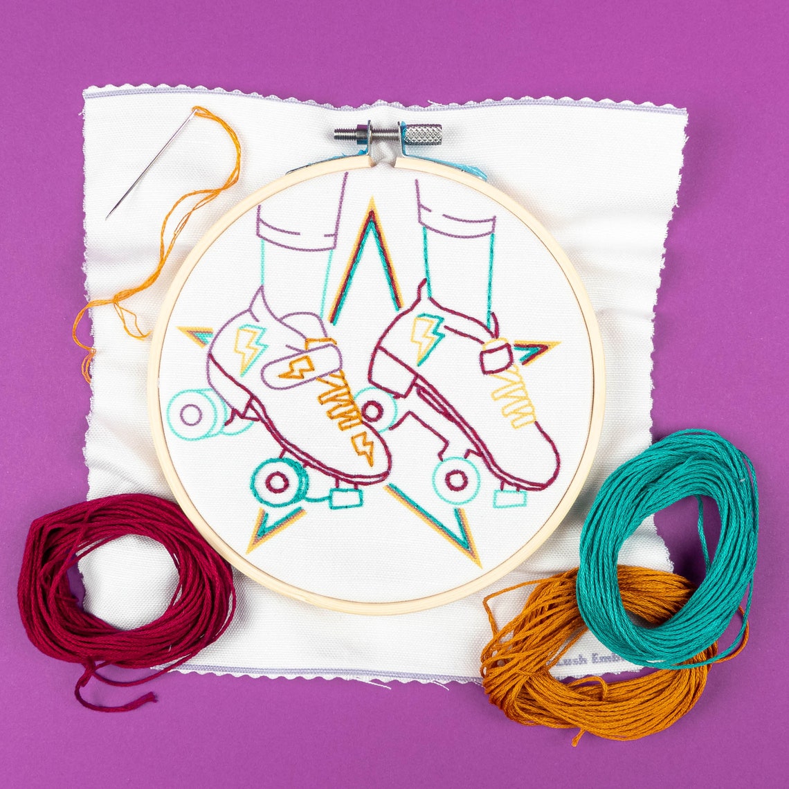 ROLLER SKATES PDF Embroidery Pattern Roller Derby Embroidery Etsy