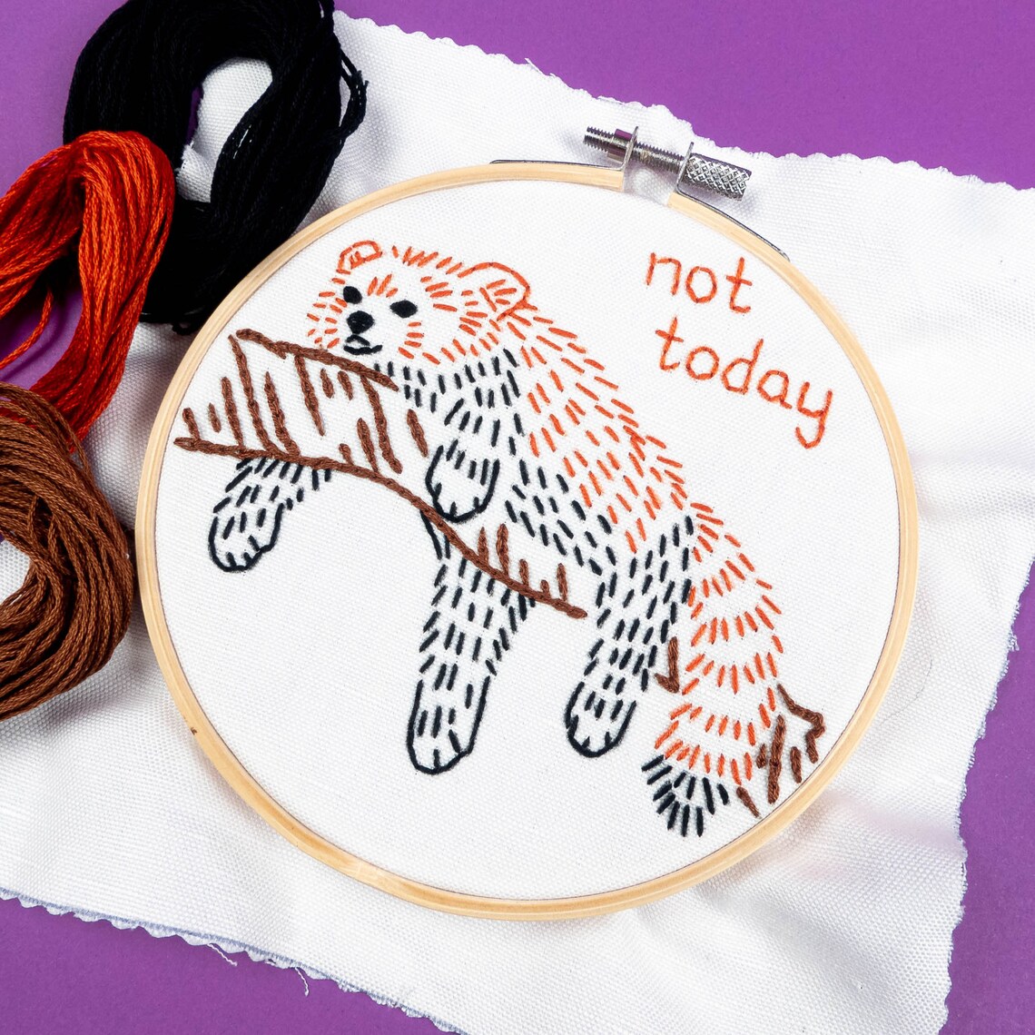 Red panda preprinted embroidery fabric red panda embroidery  etsy Red panda preprinted embroidery fabric red panda embroidery  etsy