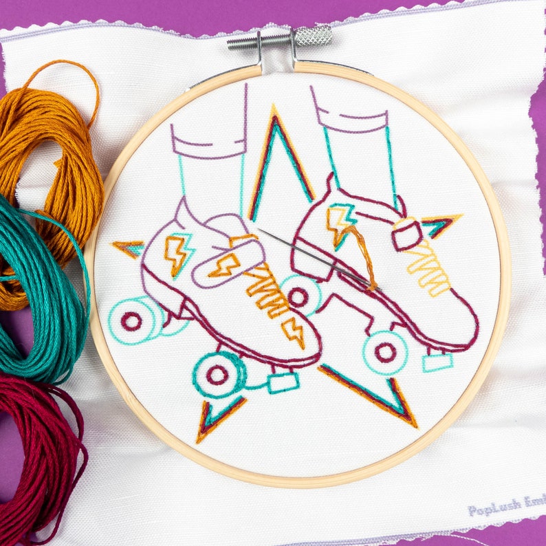 ROLLER SKATES PDF Embroidery Pattern Roller Derby Embroidery Etsy