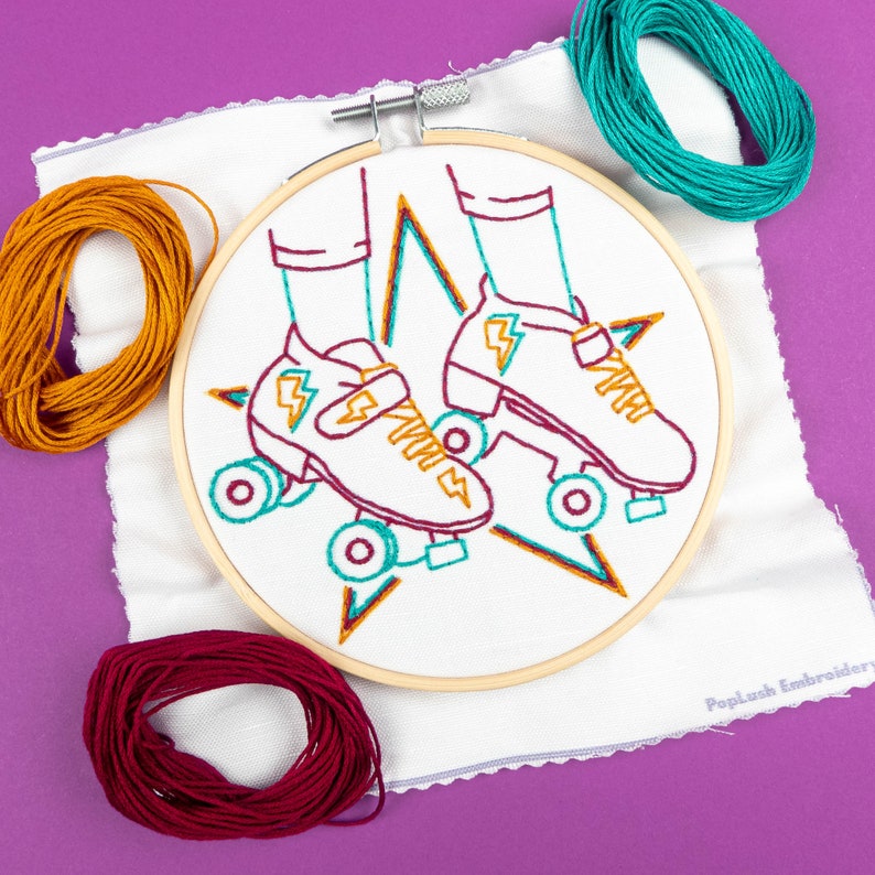 ROLLER SKATES PDF Embroidery Pattern Roller Derby Embroidery Etsy
