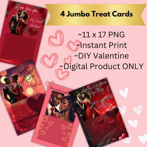 Grande carte gourmande pour la Saint-Valentin l Lot romantique à imprimer pour la Saint-Valentin | Designs PNG élégants pour cartes DIY | Téléchargement numérique instantané