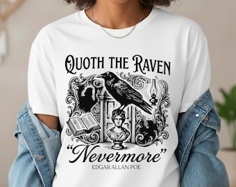 Quoth the Raven Nevermore T-shirt | Edgar Allan Poe Litterär T-shirt Storbritannien