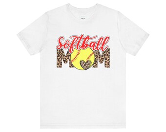 Camiseta de mamá de sóftbol roja y leopardo (clara)