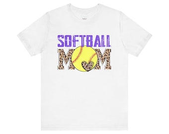 Camiseta de mamá de sóftbol con estampado de leopardo (clara)