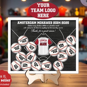 Personalized Baseball Shaker Gift for Coach, Thank You Coach Gifts from Team, Gift for Team Manager, Photo Frame Plaque, End of Seasons Gift