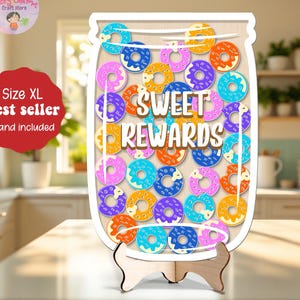 Personalisierte Donuts Magnet Belohnungsglas, Cookies Donuts Glas Klassenzimmer Belohnungssystem, Klassenzimmer Dekor, Zurück zu Schulgeschenk, Belohnung für Kinder