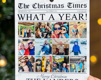 Custom Photo The Christmas Times What A Year For Family And Friends Ornament, Xmas Gift, The Christmas Times What A Year Newspaper Ornament