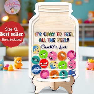 Personalized Disney Inside Out Reward Jar for Kids, Magnet Feeling Reward Jar For Classroom, Back to school Gift, Colorful Classroom Decor