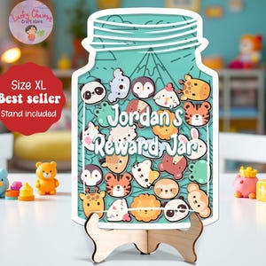 Personalized Animal Jungle Reward Jar Name, Magnet Token Classroom Teacher, Gift For Kid, Good Behavior Gift, Kindness Gift Class Reward Jar