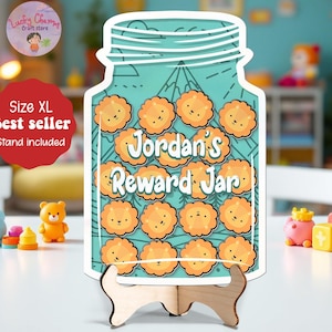 Personalisierter Löwe-Safari-Belohnungsglas-Name, Magnet-Token-Klassenzimmerlehrer, Geschenk für Kind, gutes Behavior-Geschenk, Freundlichkeitsgeschenk-Klassen-Belohnungsglas