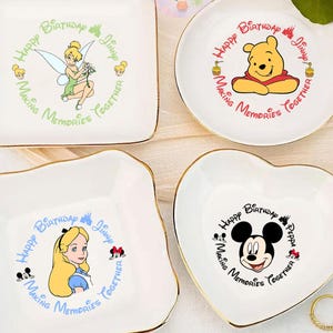 Personalized Disney Tinkerbell Trinket Dish, Disney Lover Ring Dish, Birthday Jewelry Dish Gift for Friend, 2025 Graduation Wedding Gift