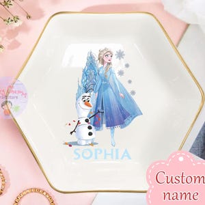 Personalisierte Disney Elsa Gefrorene Prinzessin Schmuckschale, Disney-Liebhaber-Ringschale, Geburtstagsschmuckschale Geschenk für Freund, Abschlusshochzeitsgeschenk
