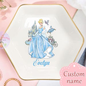 Personalisierte Disney Cinderella Prinzessin Schmuckschale, Disney-Liebhaber-Ringschale, Geburtstagsschmuckschale Geschenk für Freund, Abschlusshochzeitsgeschenk