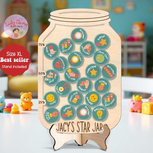 Magnetic Reward Jar with Tokens Classroom Teacher Smiley Star Jar, Chore Chart Gifts for Kids,Reward System,Positive Behavior,Potty Training