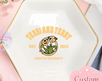 Personalized Disney Monster University Trinket Dish, Disney Lover Ring Dish, Birthday Jewelry Dish Gift for Friend, Graduation Wedding Gift