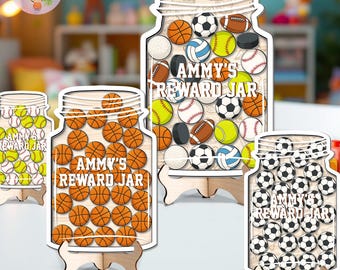 Personalized Sports Magnetic Reward Jar, Classroom Reward System, Football, Basketball, Baseball, Tennis Training Rewards, Behavior Training