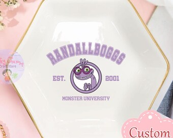 Personalized Disney Monster University Trinket Dish, Disney Lover Ring Dish, Birthday Jewelry Dish Gift for Friend, Graduation Wedding Gift