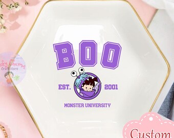 Personalized Disney Monster University Trinket Dish, Disney Lover Ring Dish, Birthday Jewelry Dish Gift for Friend, Graduation Wedding Gift
