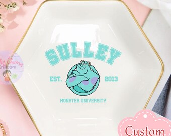 Personalized Disney Monster University Trinket Dish, Disney Lover Ring Dish, Birthday Jewelry Dish Gift for Friend, Graduation Wedding Gift