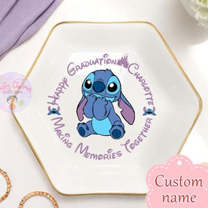 Personalisierte Disney Stitch Schmuckschale, Disney-Liebhaber-Ringschale, Geburtstagsschmuckschale Geschenk für Freund, 2025 Abschlusshochzeitsgeschenk