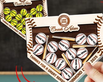 Personalized Baseball Coach Gifts, Custom Softball Coach Gifts, Custom Softball With Name Magnet, Baseball Team Gifts, End Of Season Gifts