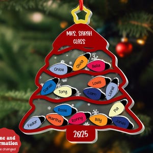 Personalized Teacher Christmas Shaker Ornament, Custom Educator Appreciation Gift, Xmas Teacher Thank You Gift Instructor Christmas Ornament