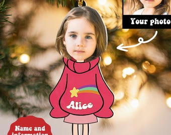Personalized Mabel Disney Gravity Falls Acrylic Christmas Ornament, Custom Photo Ornament, 2025 Kids Name Christmas Ornament, Disney Gift