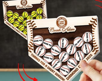 Personalized Baseball Coach Gifts, Custom Softball Coach Gifts, Custom Softball With Name Magnet, Baseball Team Gifts, End Of Season Gifts
