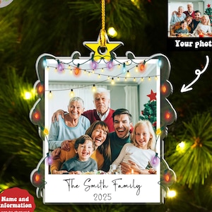 Personalisierte Familie Weihnachtsbaum Ornament 2025, Acryl Ornament, Benutzerdefinierte Familienfoto Ornament, Familienfoto Andenken, Weihnachtsgeschenke