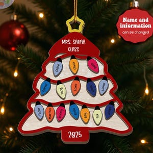 Personalized Teacher Christmas Shaker Ornament, Custom Educator Appreciation Gift, Xmas Teacher Thank You Gift Instructor Christmas Ornament