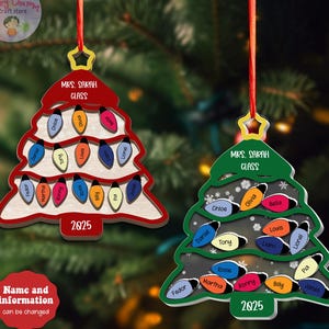 Personalized Teacher Christmas Shaker Ornament, Custom Educator Appreciation Gift, Xmas Teacher Thank You Gift Instructor Christmas Ornament