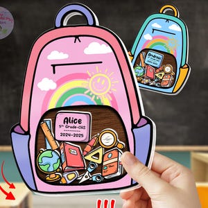 Gepersonaliseerde schudmagneet terug naar school student, terug naar school dochtercadeau, leraarcadeaus, aangepaste rugzakmagneet, koelkastmagneten