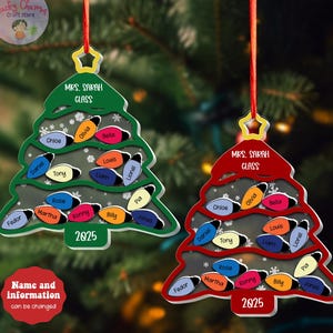 Personalized Teacher Christmas Shaker Ornament, Custom Educator Appreciation Gift, Xmas Teacher Thank You Gift Instructor Christmas Ornament