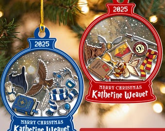 Personalized Xmas Kids Ornaments, Custom Name Disney Wizard Christmas Shaker Ornaments 2025, Disney Ornament for Kids, Wizard School Magical