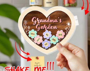 Fridge Magnet: Personalized Acrylic Mother&#39;s Day Gift For Grandma, Custom Grandkids Name Flowers Magnet, Grandmas Garden Fridge Magnet