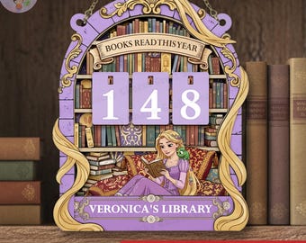 Personalized Princess Rapunzel Reading Tracker, Custom Disney Tangled Books Read Counter, Floral Book Club Decor, Magic Home Library Sign