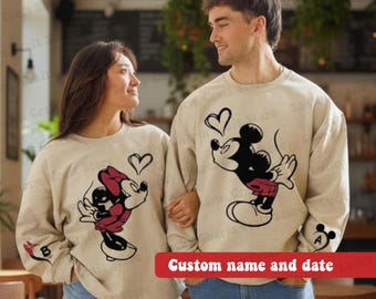 Custom Lover Mickey and Minnie Sweatshirt, Valentine Gift Hoodie, Disney Couple Disney Matching Sweater, Disney Lover Valentines Day T-shirt