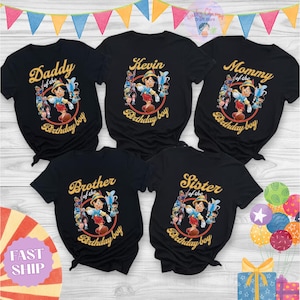 Personalized Pinocchio Birthday Shirt, Custom Name, Disney Pinocchio Tee, WDW Magic Kingdom Disneyland Family Vacation Holiday Gift