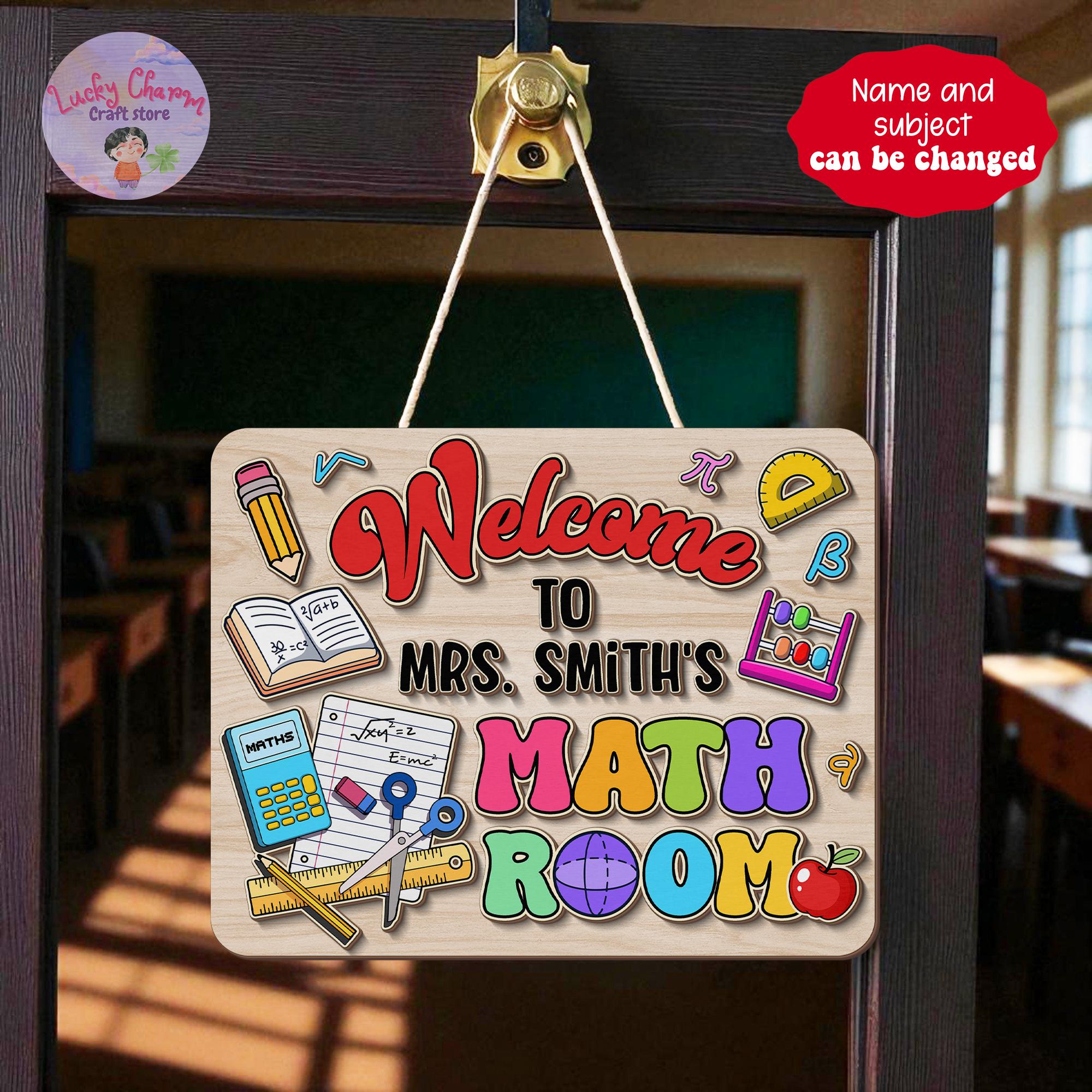 Personalized Math Teacher Door Sign, Math Education Sign, Teacher Door ...