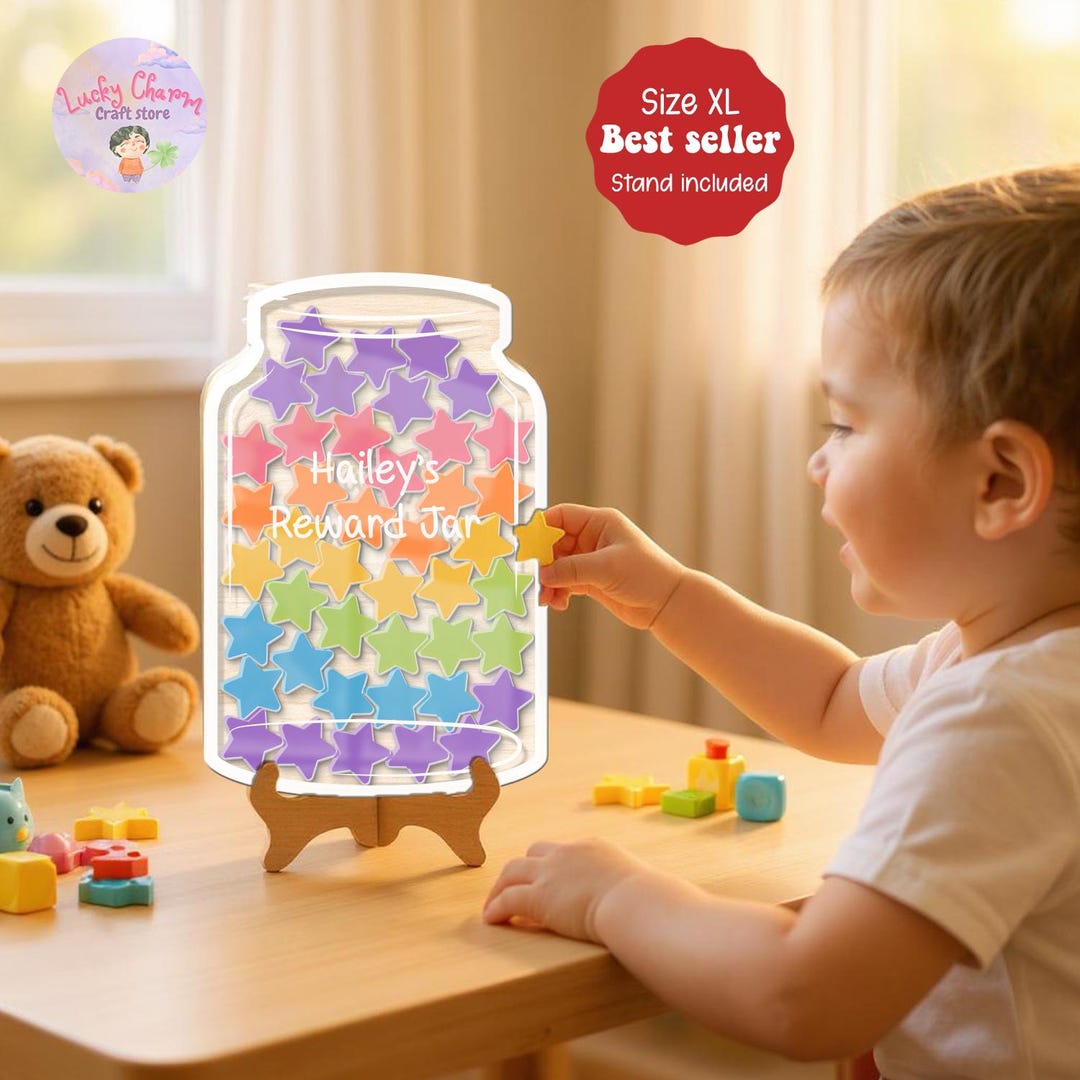 Personalized Star Reward Jar for Kids, Custom Disney Star Tokens for ...