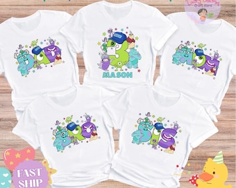 Custom Monster Birthday Shirt For Kids Toddlers Adults, Family Matching Monster Inc Birthday Shirt, Mike Sully Disney Trip Birthday Party