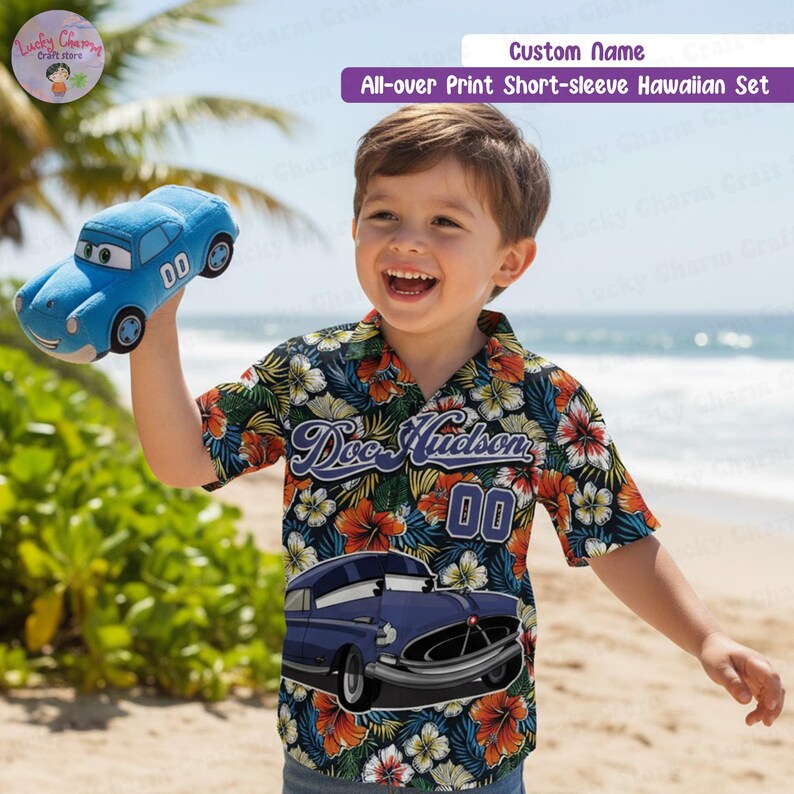 Personalized Lightning Mcqueen Hawaiian Shirt, Custom Name Disney Cars Vacation Tee, Pixar Cars Aloha Vacation Outfit, Family Matching Shirt image 10