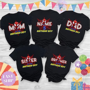 Benutzerdefinierte Spiderman Geburtstag Junge Shirt, Familie Geburtstag Shirt, benutzerdefinierte Alter Geburtstag Shirt, Spinnennetz Shirt, benutzerdefinierte Geburtstag Shirt, Spinne Shirt
