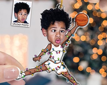 Custom Basketball Ornament, Sports Ornament, Basketball Face Ornament, Sports Team Ornament Basketball Players Ornament, Photo Ornament